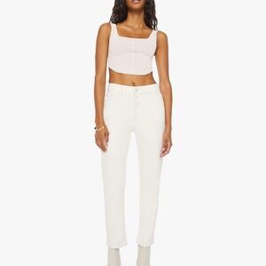 MOTHER White Straight Leg Jeans